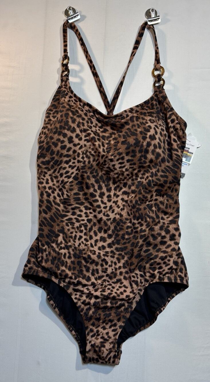 Time and Tru Leopard Print One Piece Swimsuit Women’s 1X 16W-18W NWT